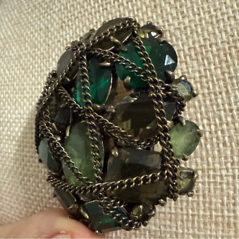 Stella & Dot‎ Green Gemstone Brooch
